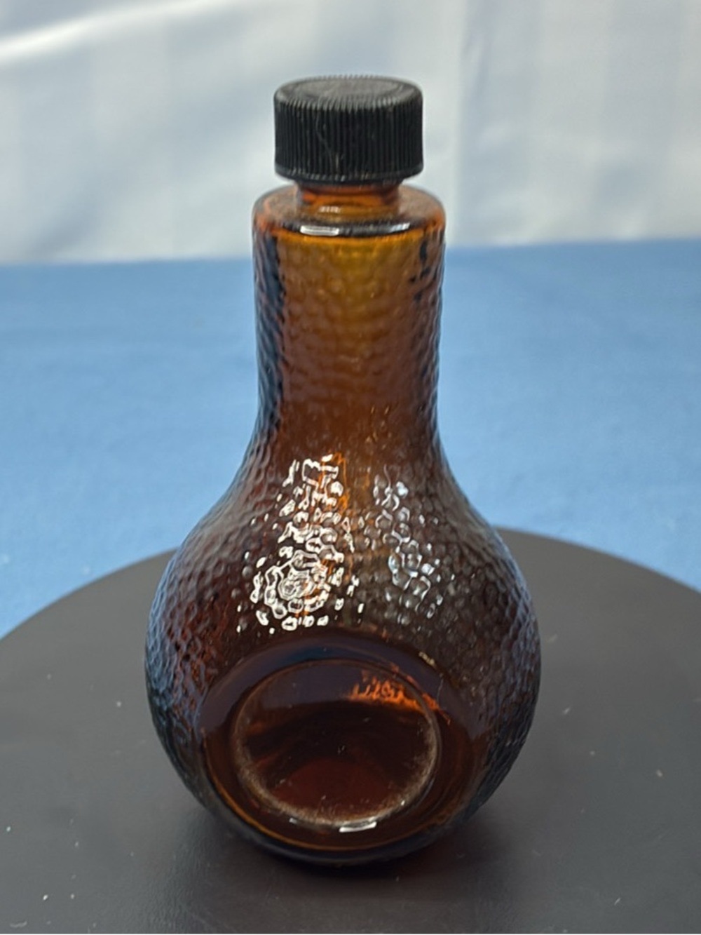 Avon Amber Textured Glass Bottle with Black Cap